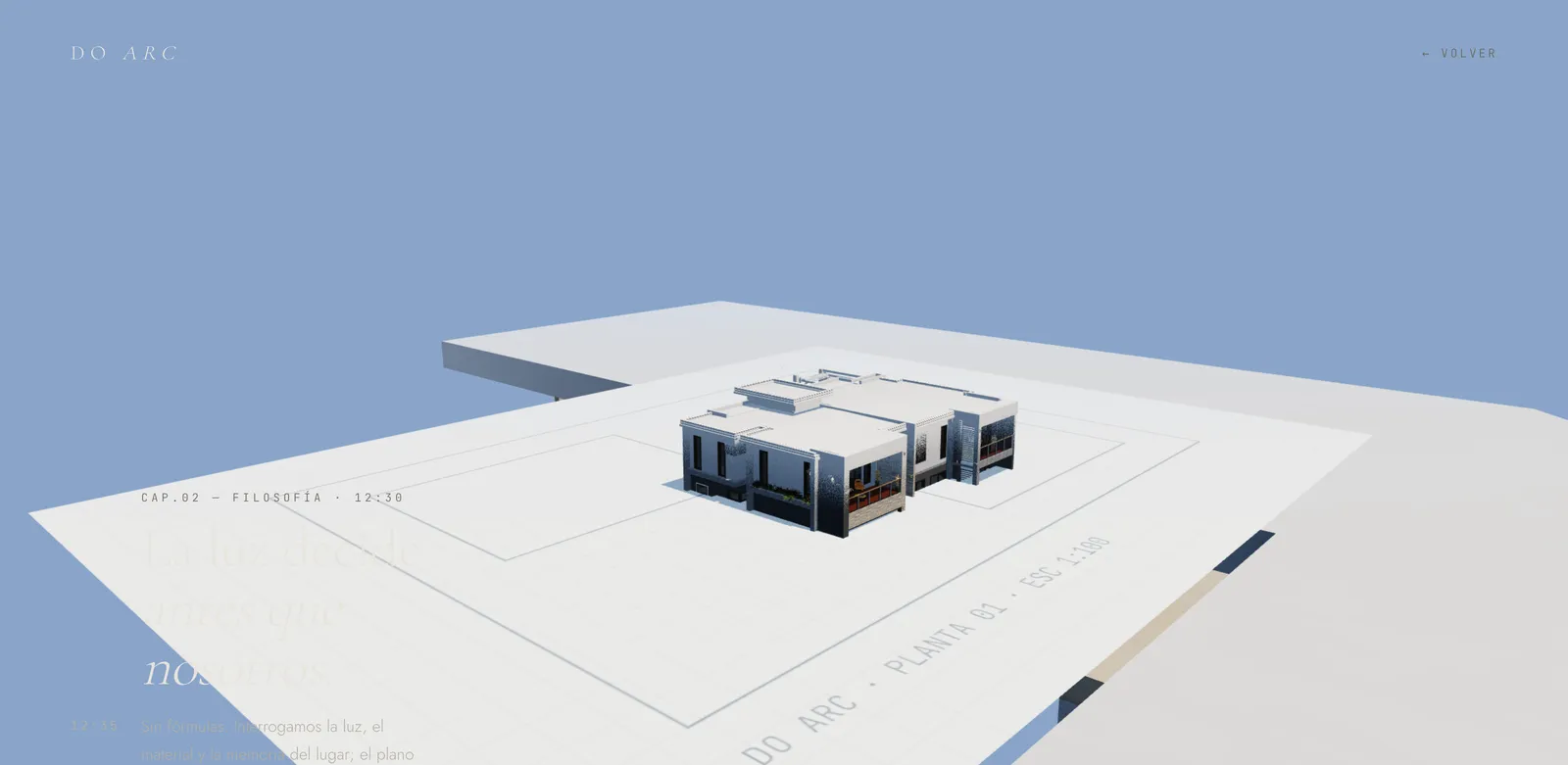 Mediodía: la maqueta a medio colorear sobre el plano