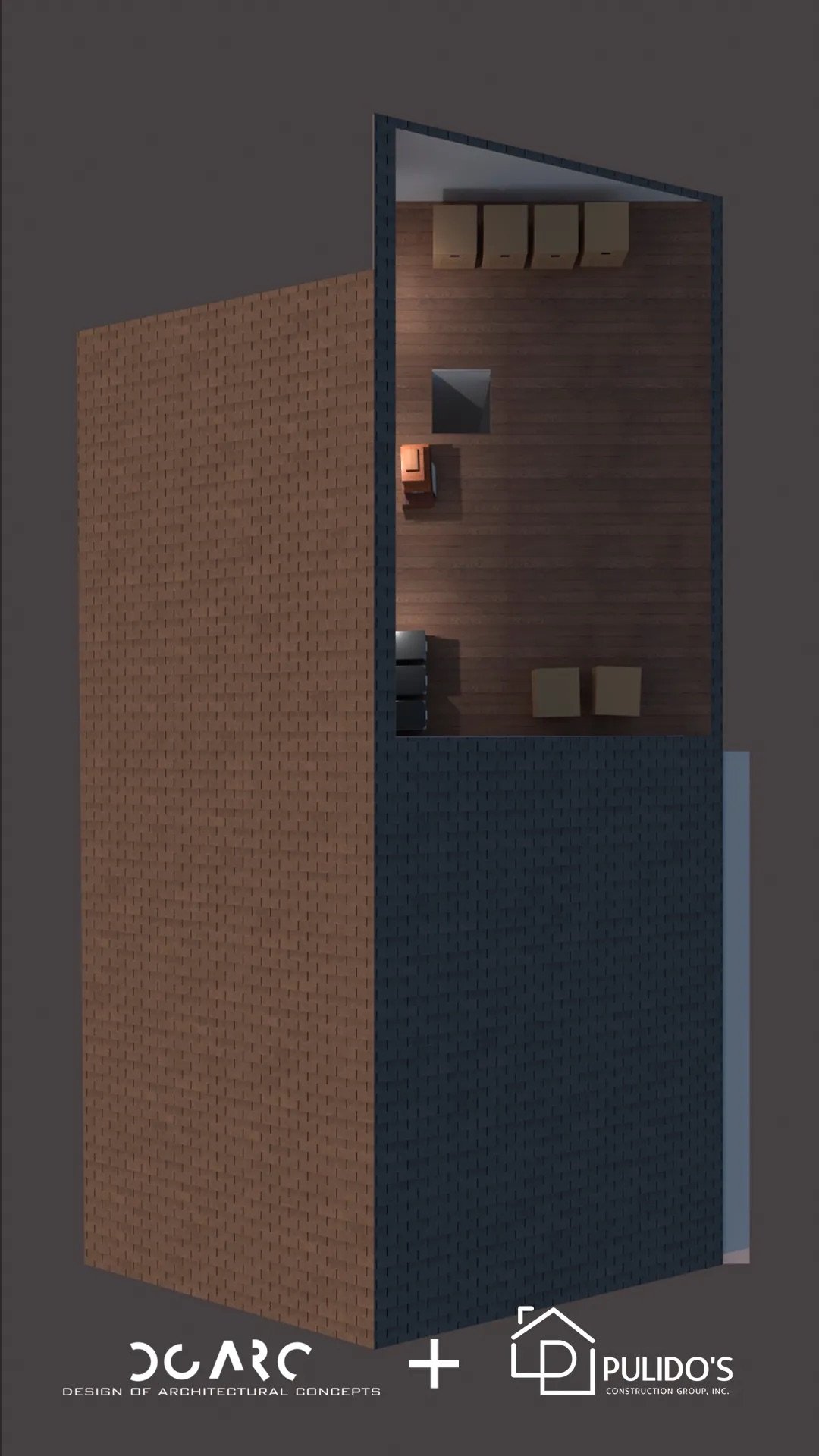 TownHouse One, secuencia de volúmenes grises