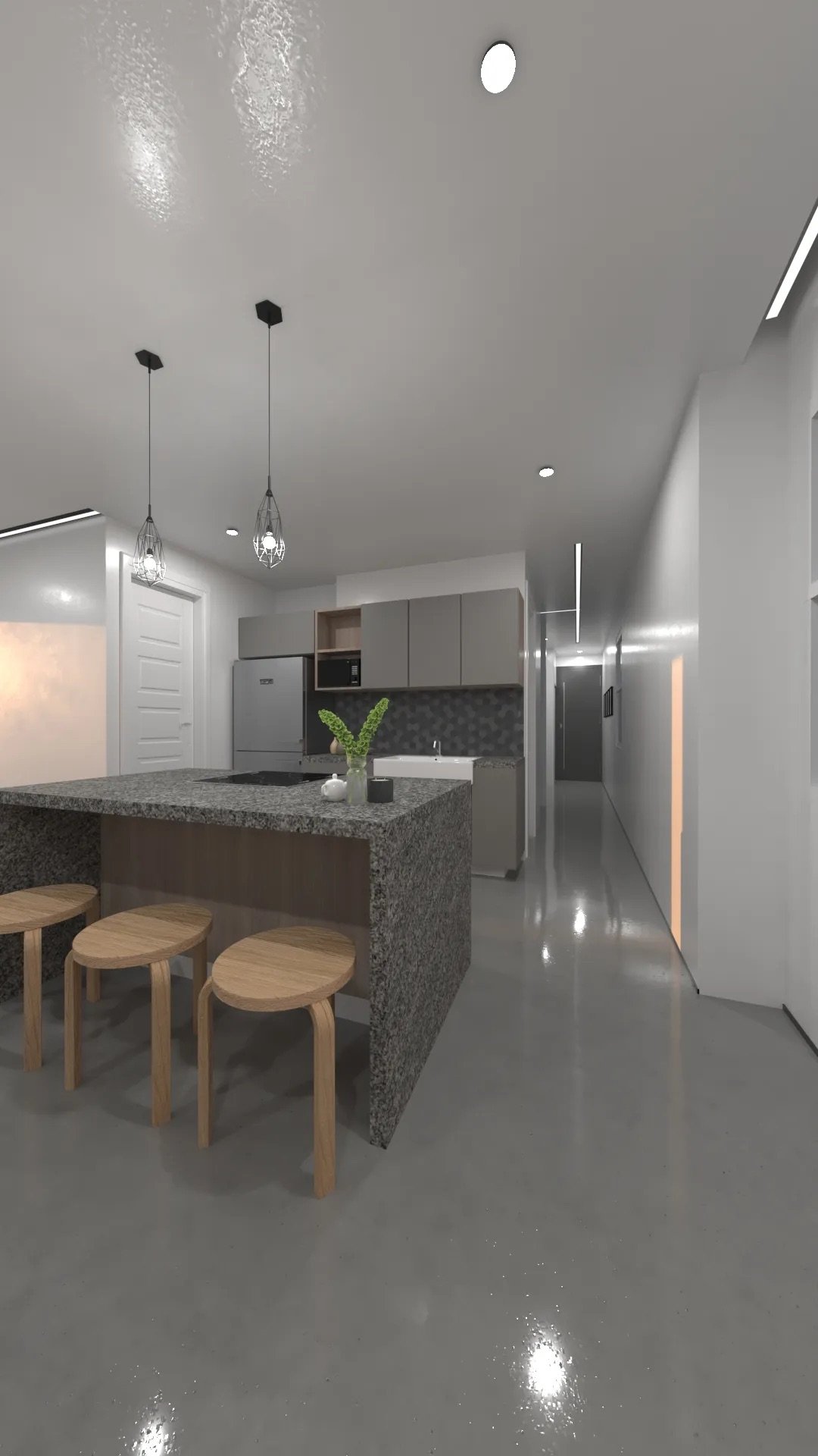 TownHouse One, accesos y jardines de grava